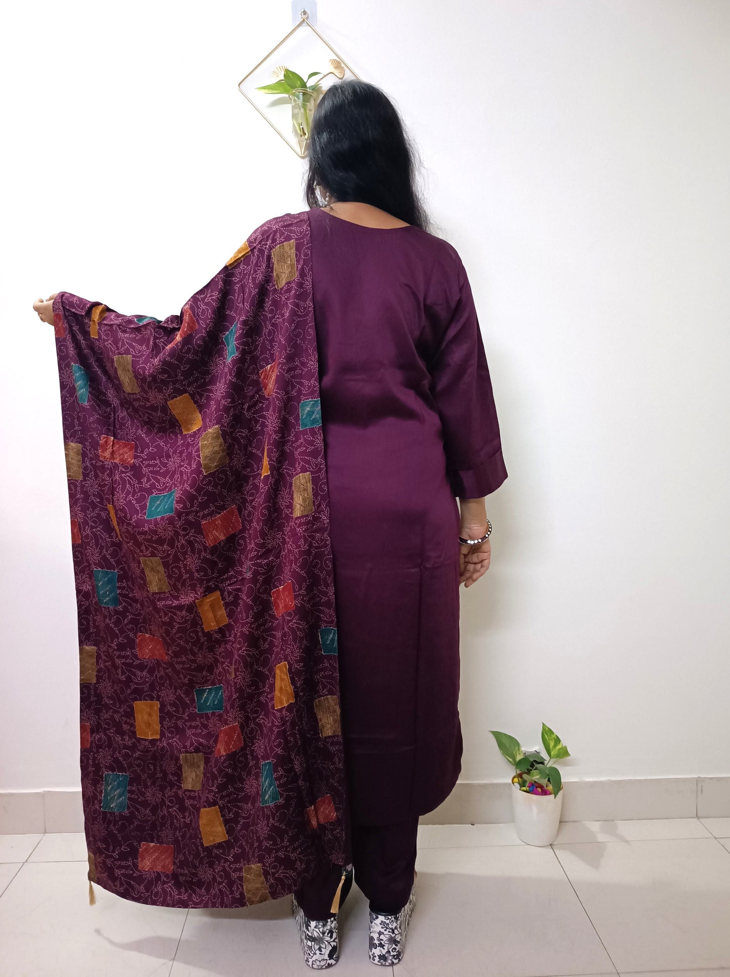 Gaji Silk Kurti pant Dupatta Pair