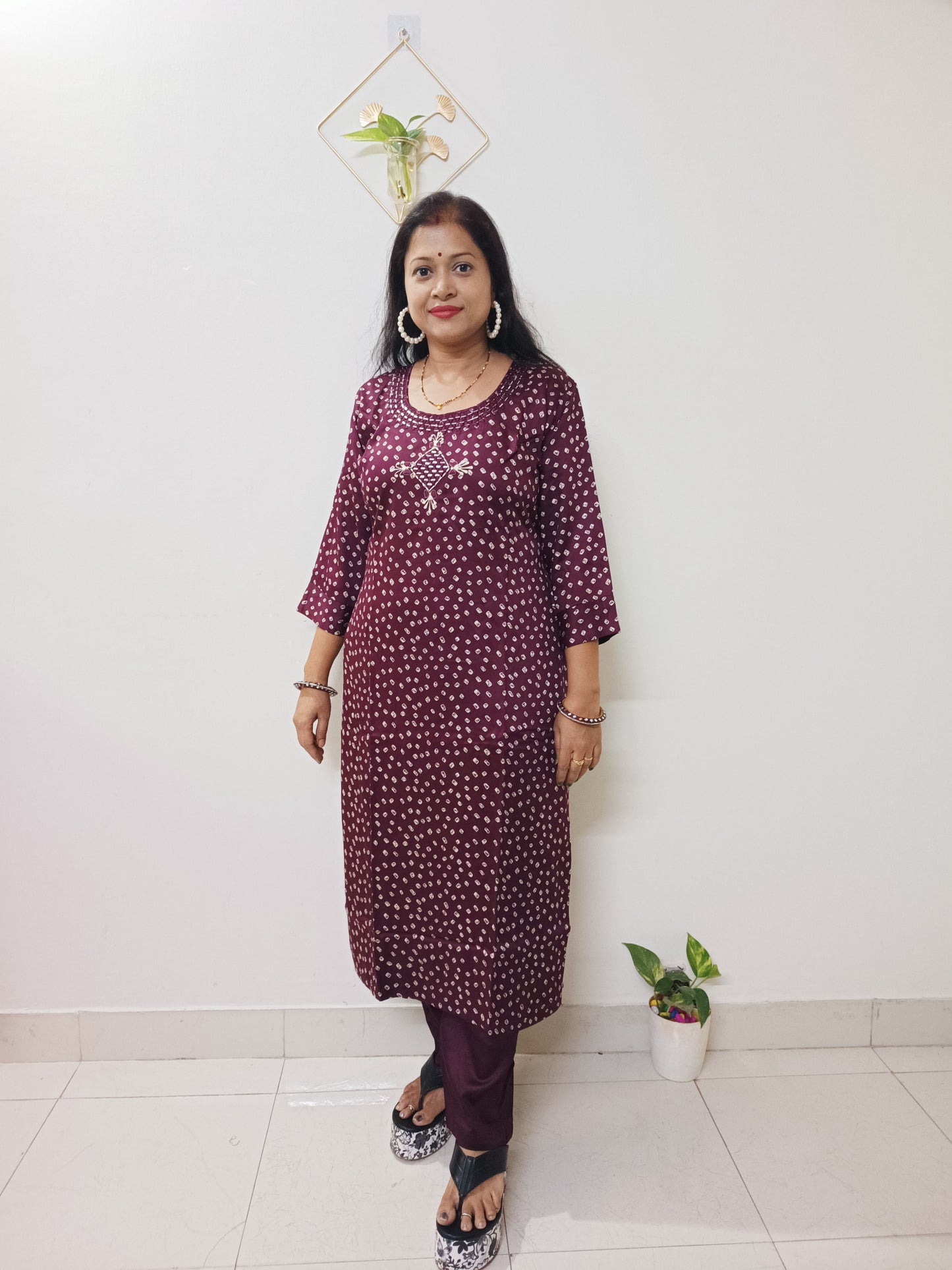 Gaji Silk Bandhani Print Kurti pant Pair