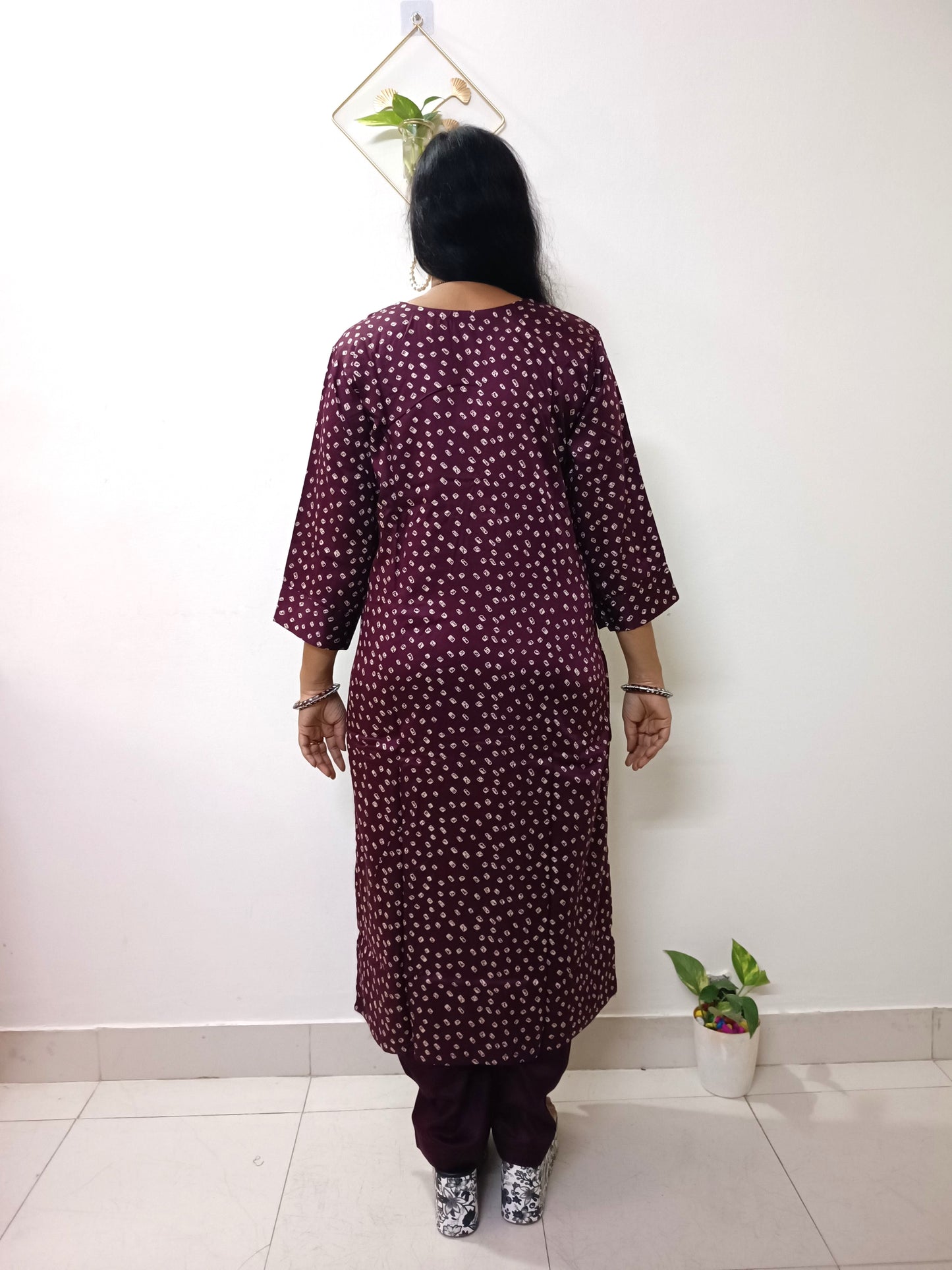 Gaji Silk Bandhani Print Kurti pant Pair