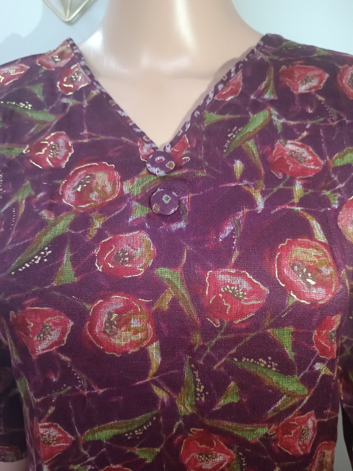Purple V-Neck Straight Kurta with Pant