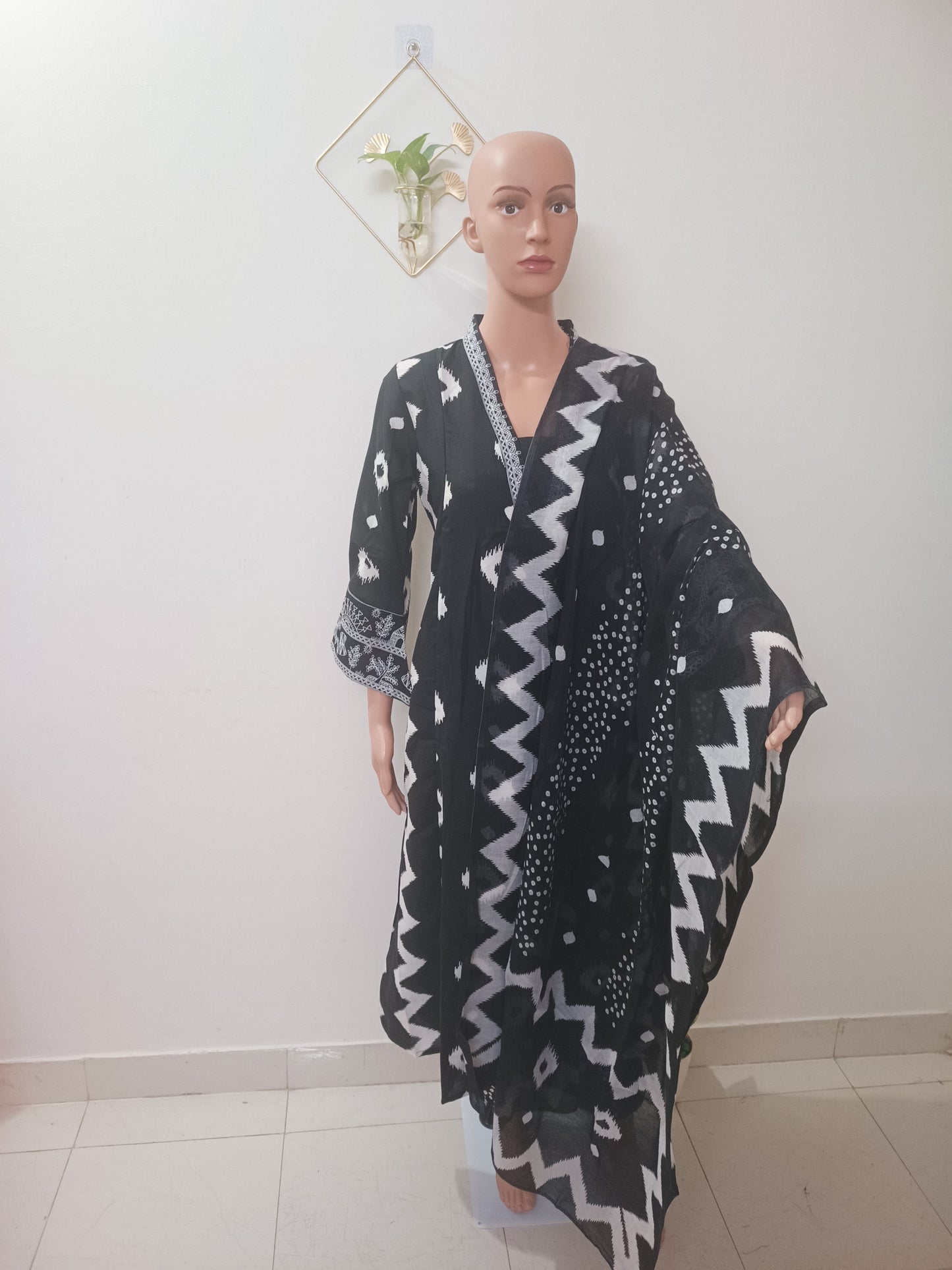 V-Neck A-Line Kurta With Palazzos and Dupatta