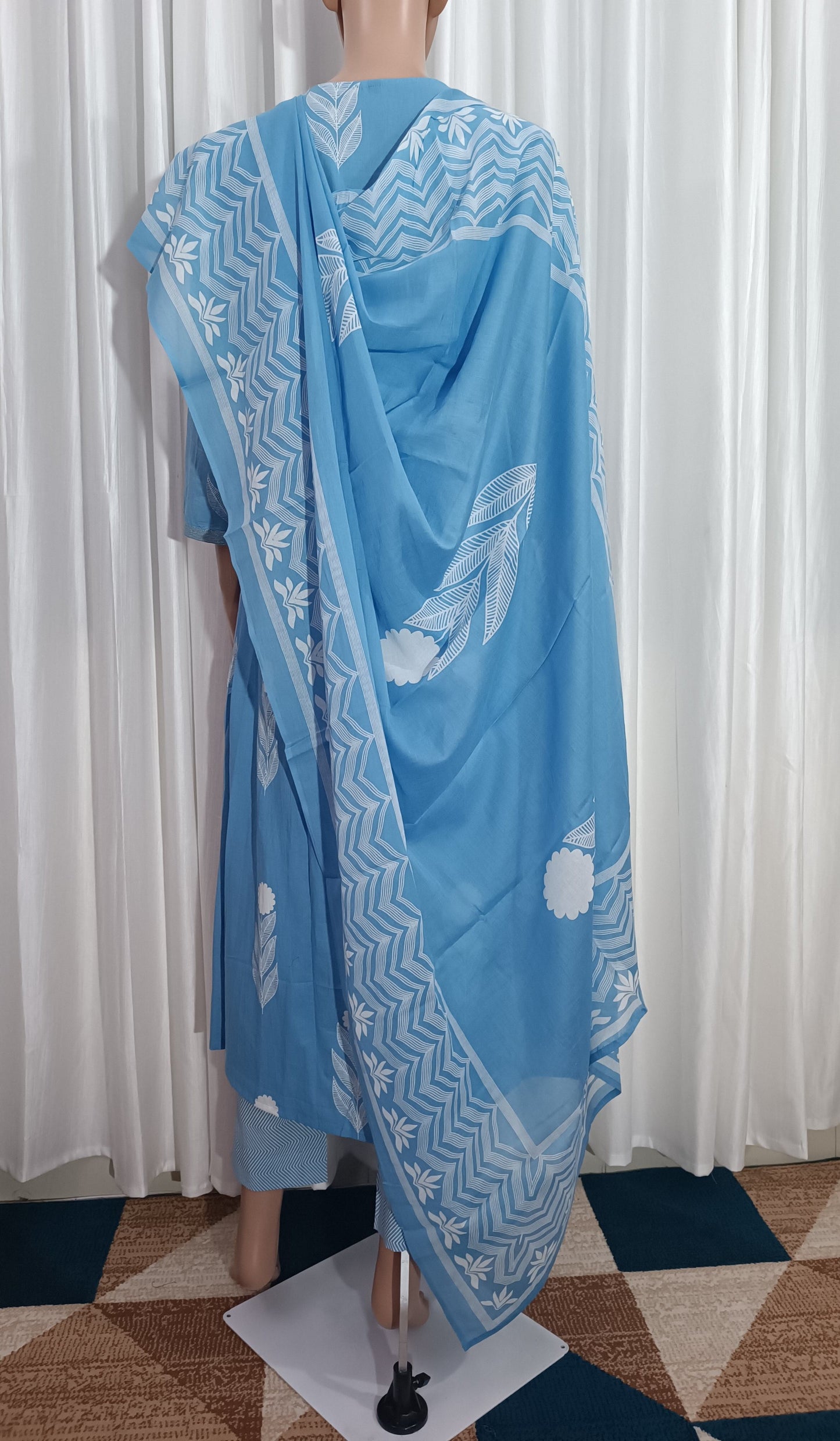 Cotton Embroidered A-Line Suit