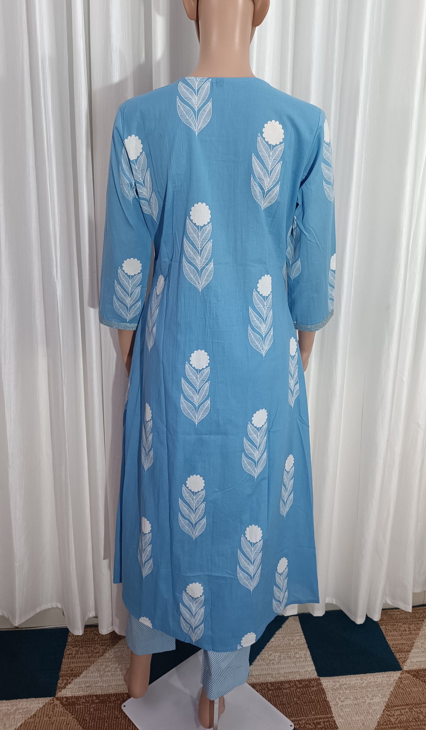 Cotton Embroidered A-Line Suit