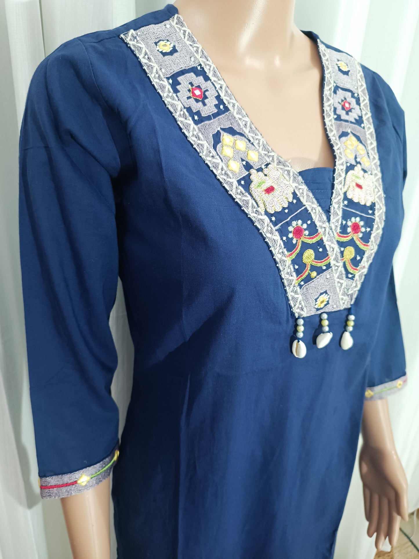 Cotton Embroidered Straight Suit