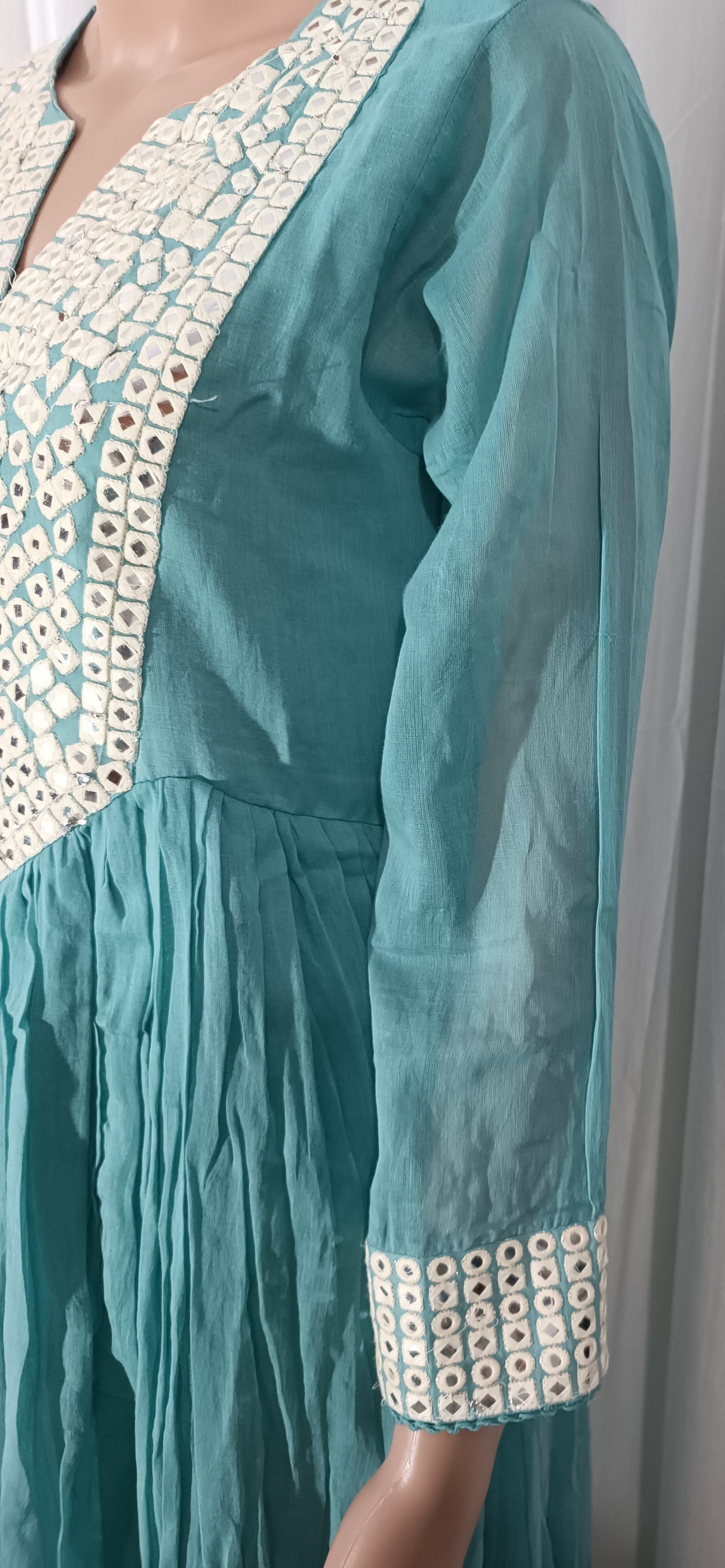 Mul cotton embroidered Anarkali suit