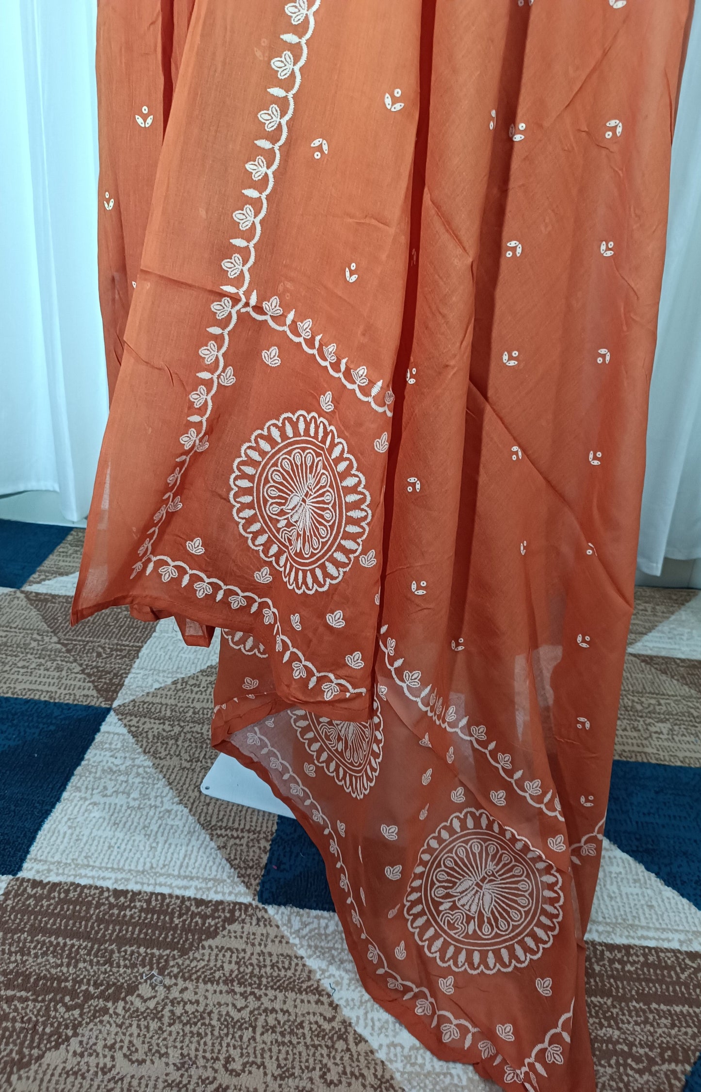 Mul cotton embroidered Anarkali suit