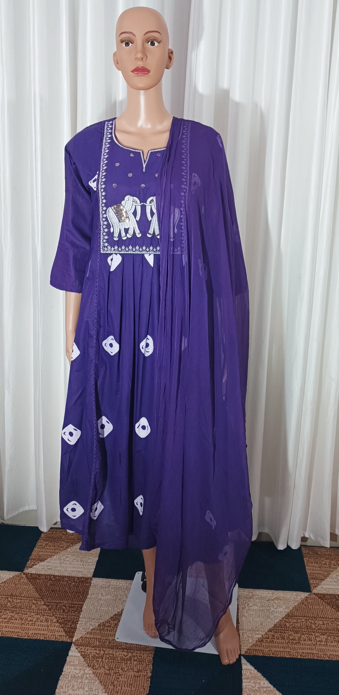 Elephant motif cotton suits