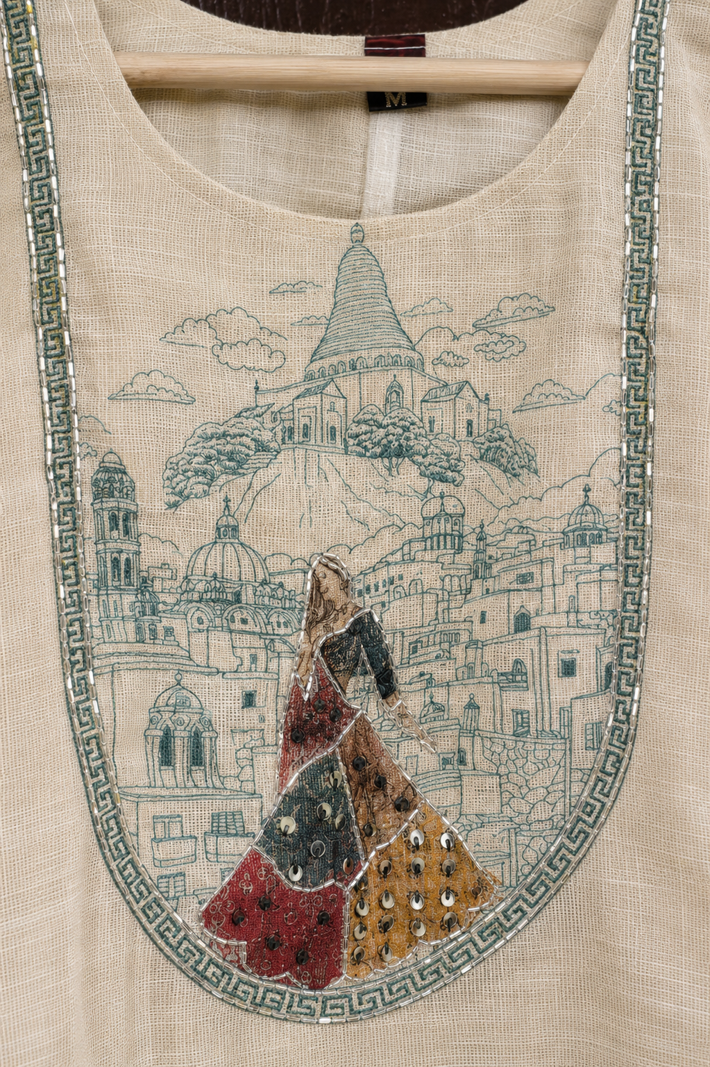 Simmer Linen Suit with Handcrafted Katdana Work