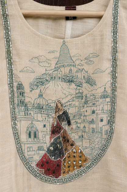 Simmer Linen Suit with Handcrafted Katdana Work