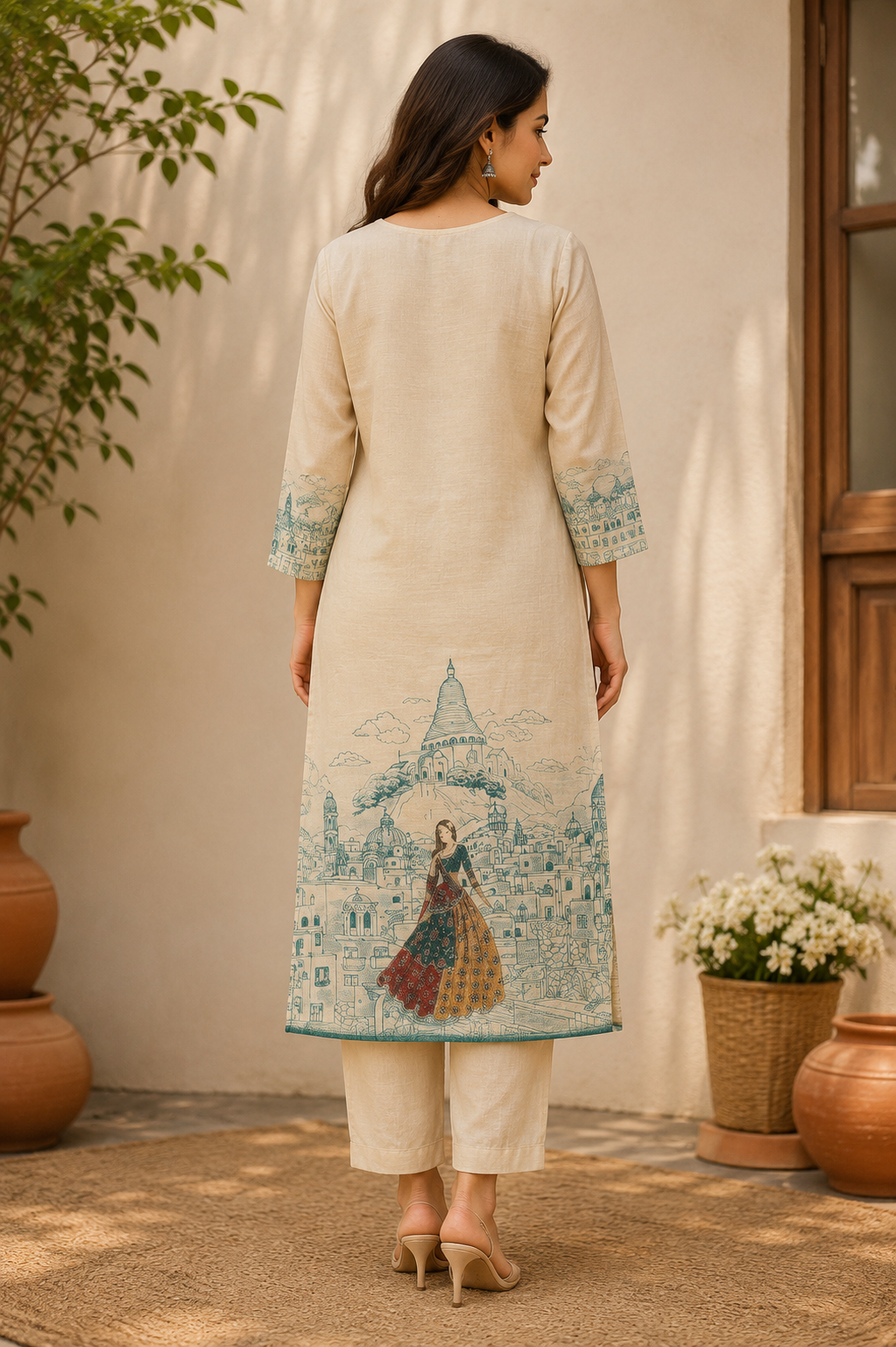 Simmer Linen Suit with Handcrafted Katdana Work