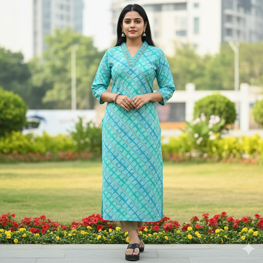 Aqua Blue Modal Silk Kurta