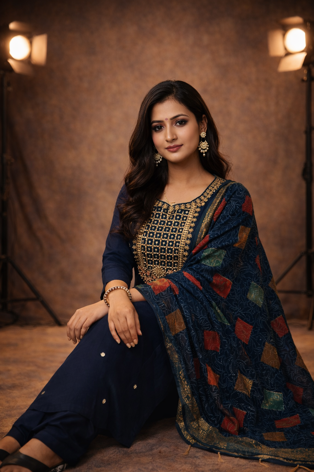 Gaji Silk Kurti pant Dupatta Pair
