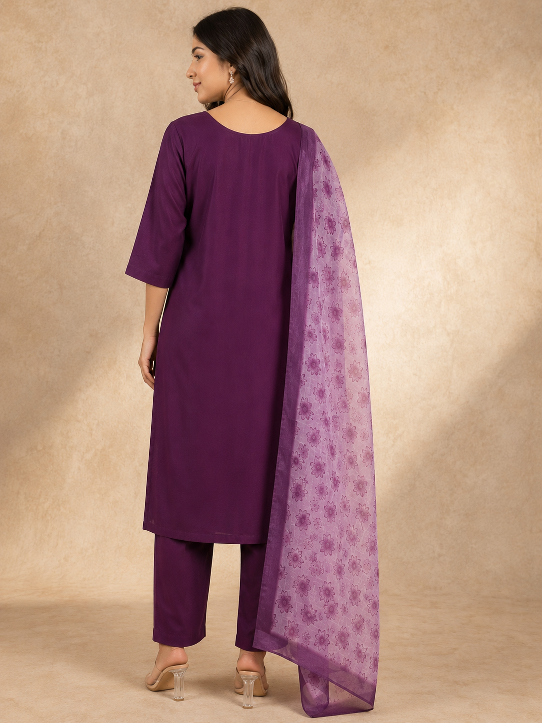 Purple Roman Silk Suit Set