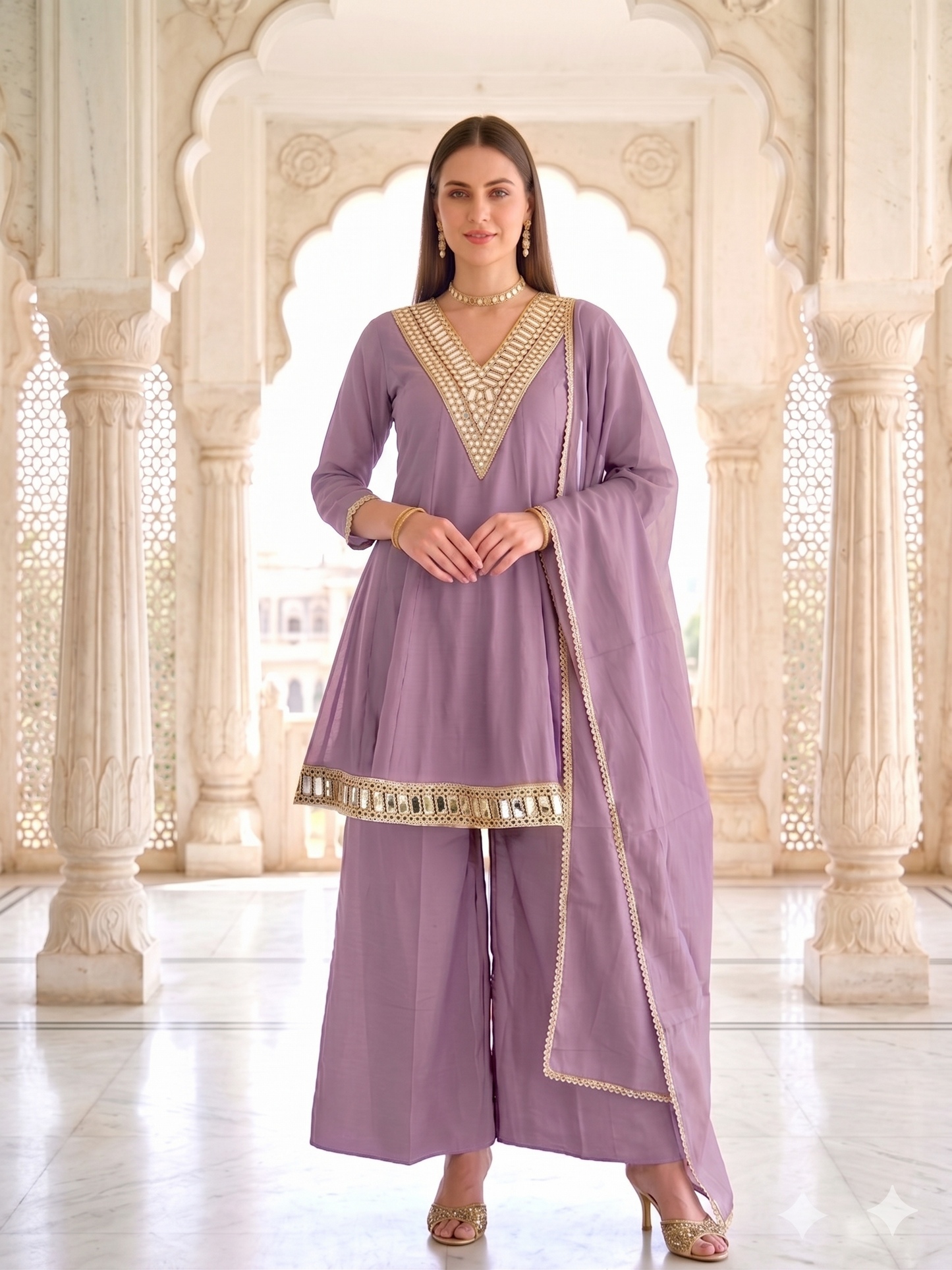 A-line Lavender Glass Roman Suit