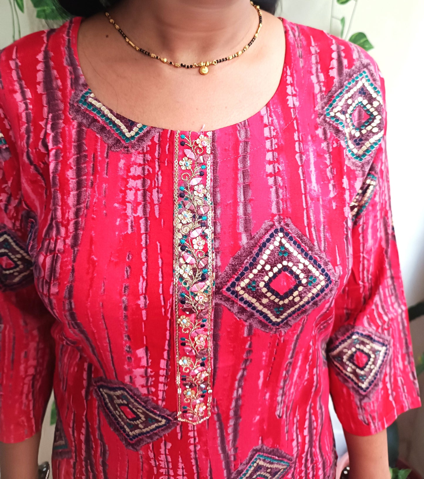 Shibori Rayon Procine Foil print  kurti