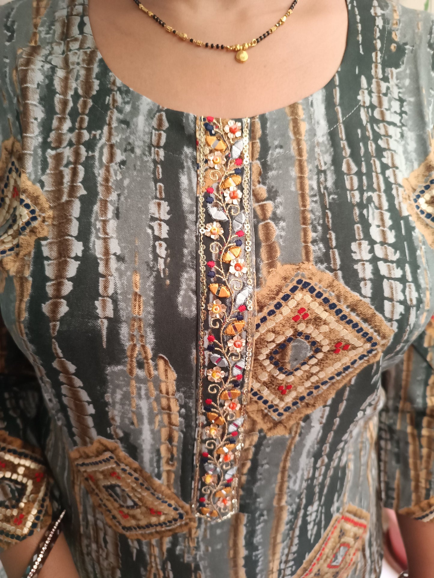 Shibori Rayon Procine Foil print Kurti