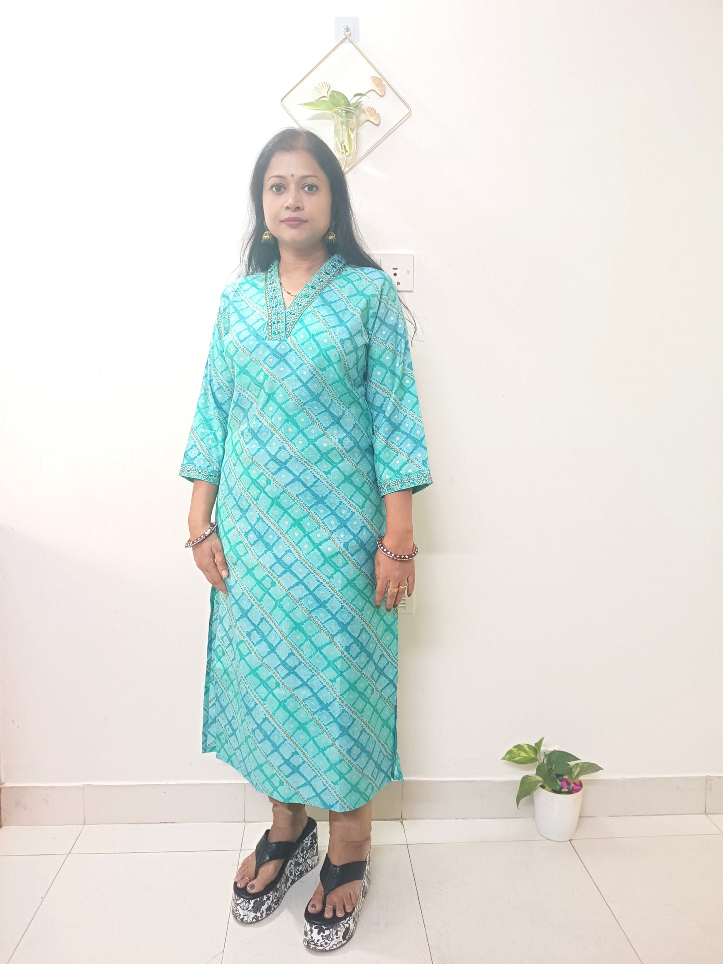 Aqua Blue Modal Silk Kurta