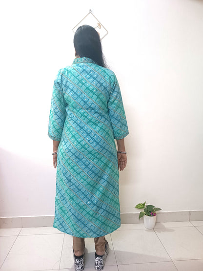 Aqua Blue Modal Silk Kurta