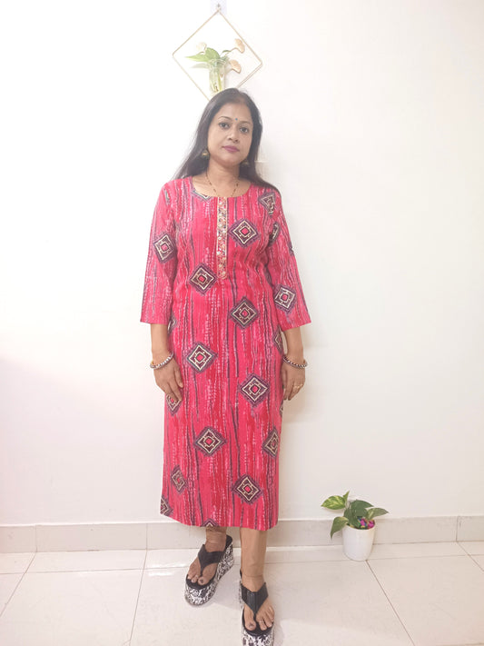 Shibori Rayon Procine Foil print  kurti