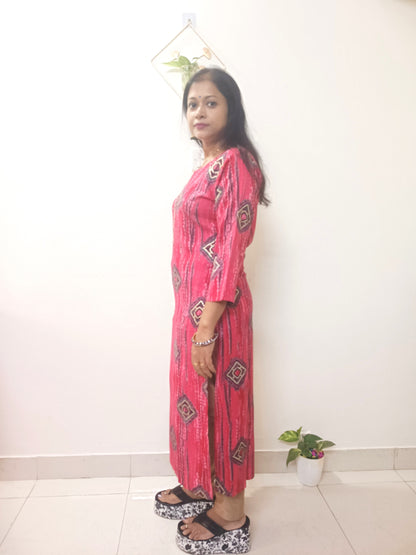 Shibori Rayon Procine Foil print  kurti