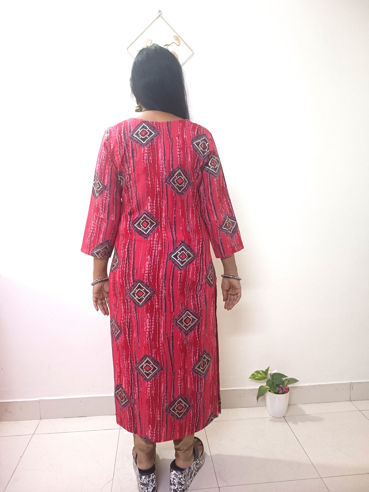 Shibori Rayon Procine Foil print  kurti