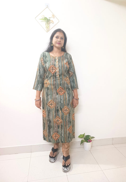 Shibori Rayon Procine Foil print Kurti