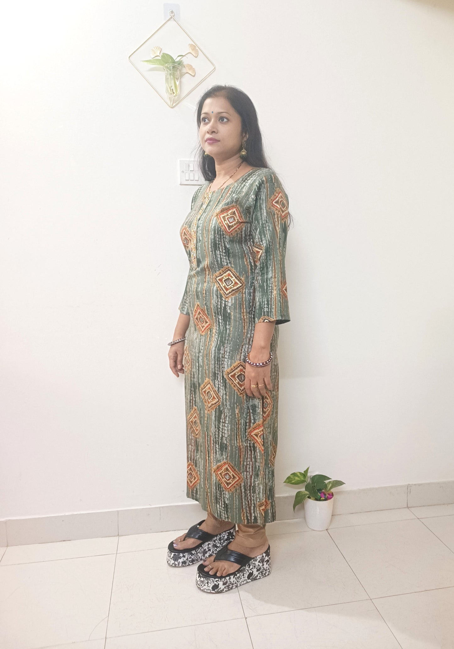 Shibori Rayon Procine Foil print Kurti