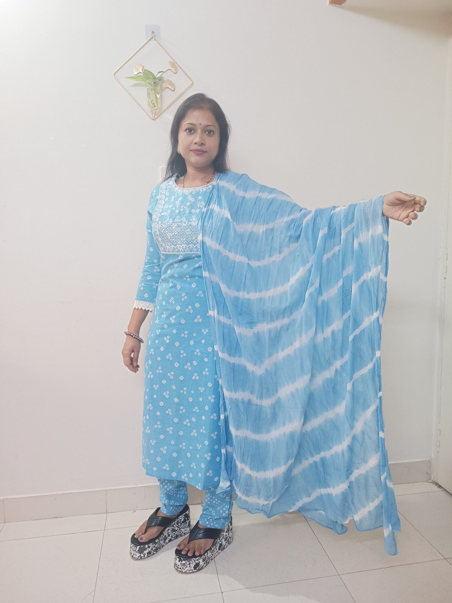 Blue Bandhani  Print  Kurta Set