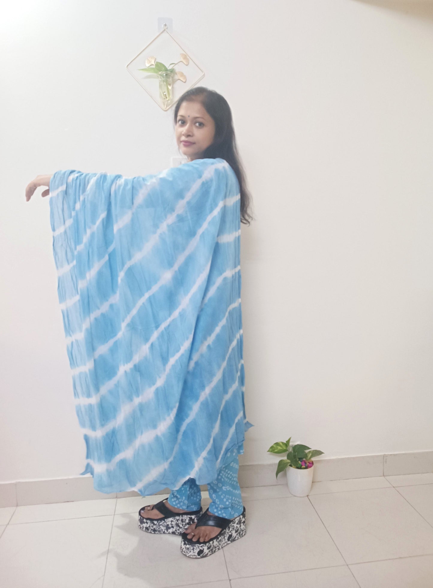 Blue Bandhani  Print  Kurta Set