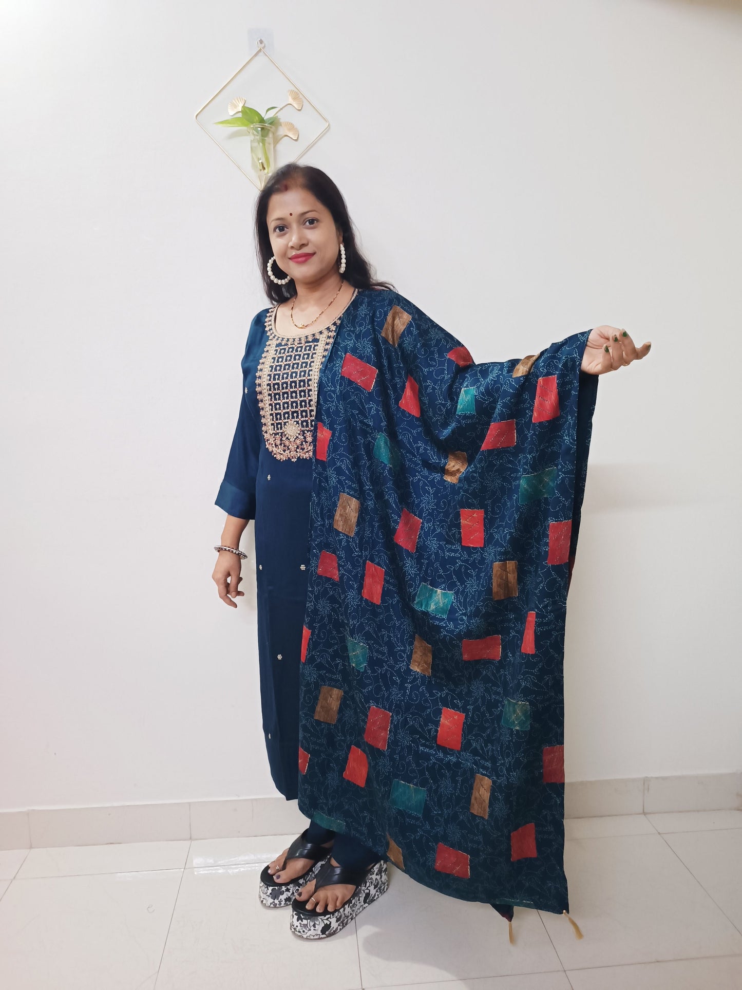 Gaji Silk Kurti pant Dupatta Pair