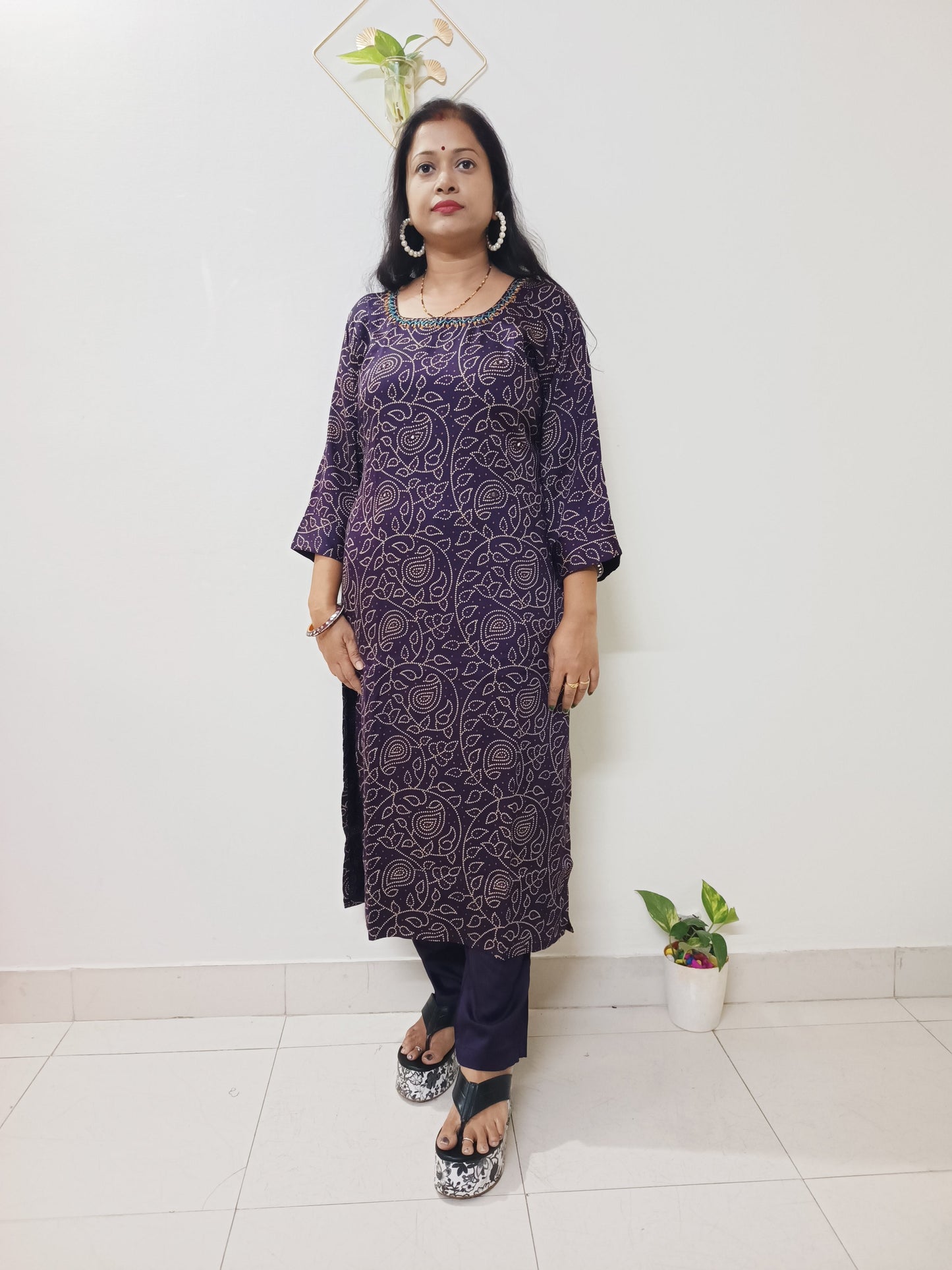 Gaji Silk Bandhani Print Kurti pant Pair