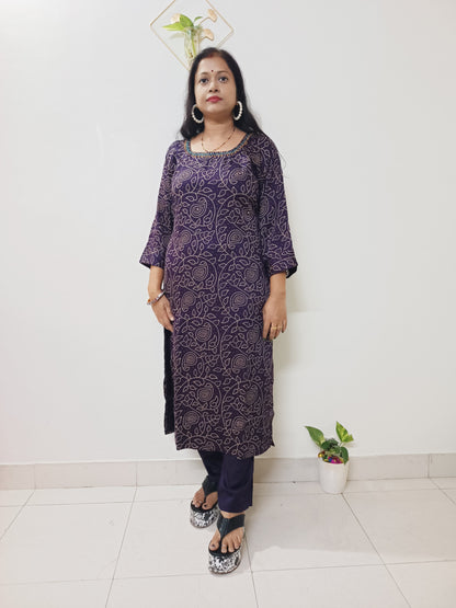 Gaji Silk Bandhani Print Kurti pant Pair