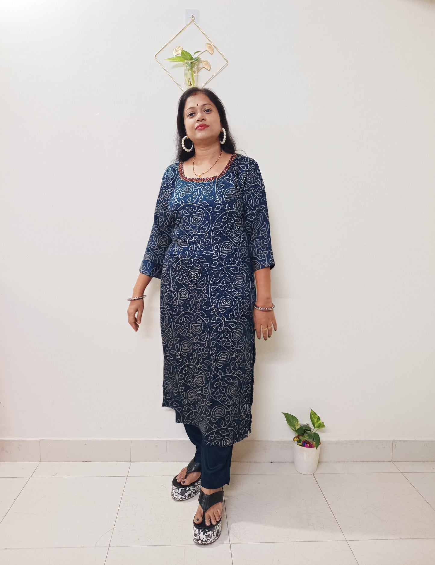 Gaji Silk Bandhani Print Kurti pant Pair