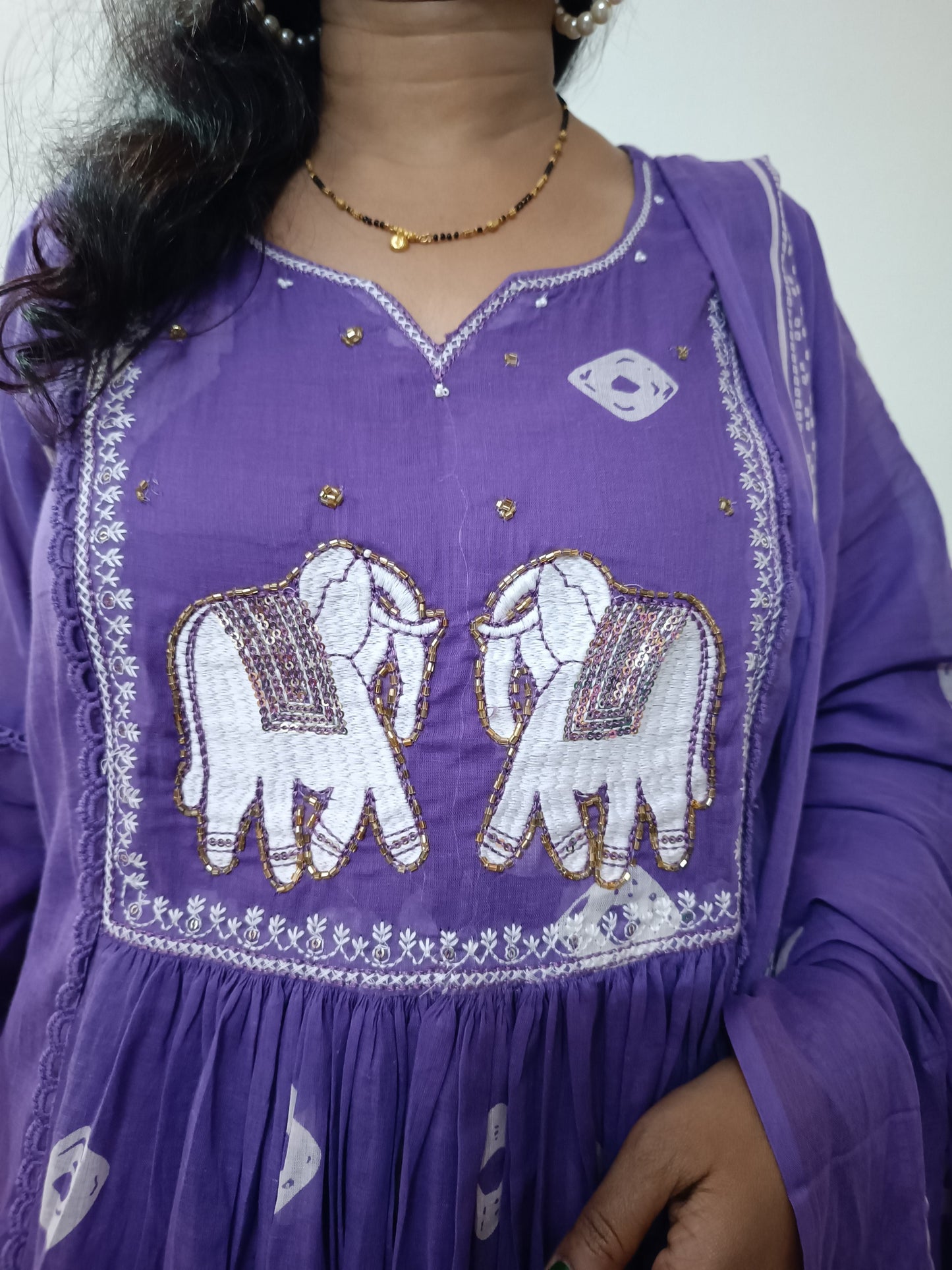 Elephant Motif Mul Cotton Suit