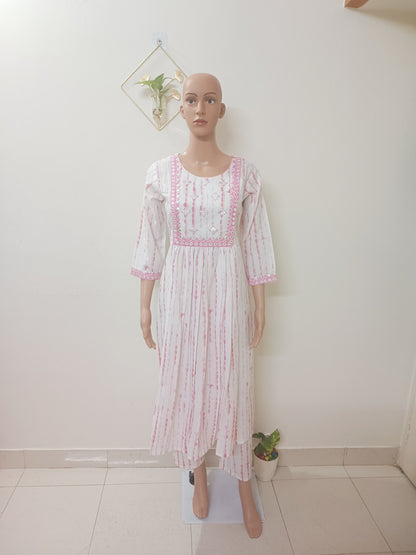 Shibori Anarkali Suit Palazzo With Dupatta
