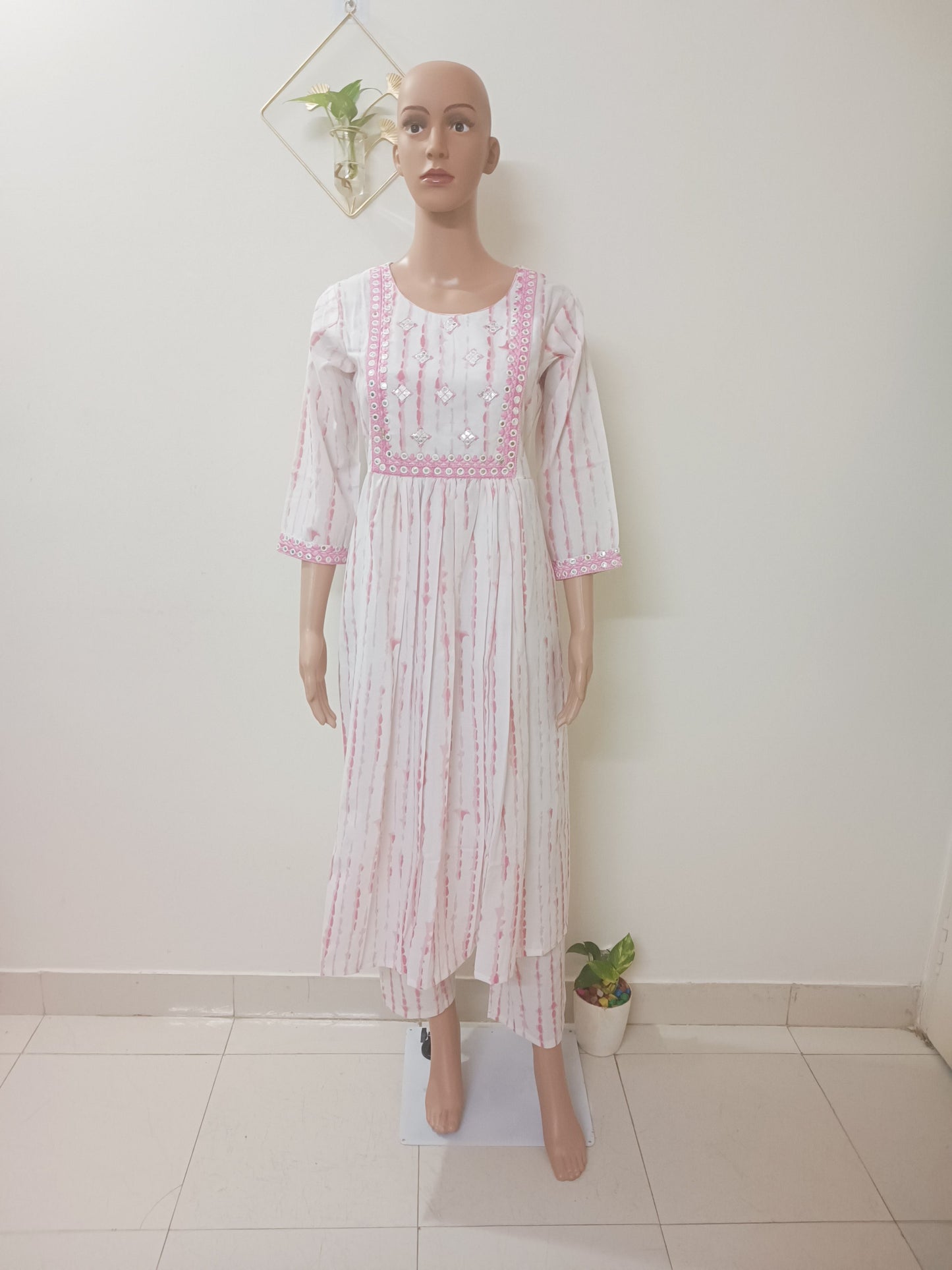 Shibori Anarkali Suit Palazzo With Dupatta