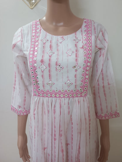 Shibori Anarkali Suit Palazzo With Dupatta