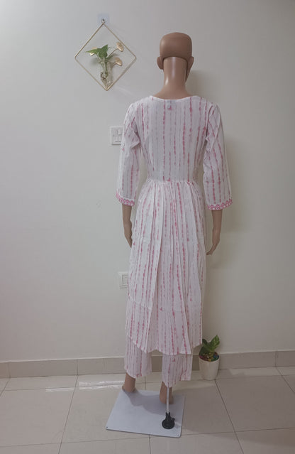 Shibori Anarkali Suit Palazzo With Dupatta