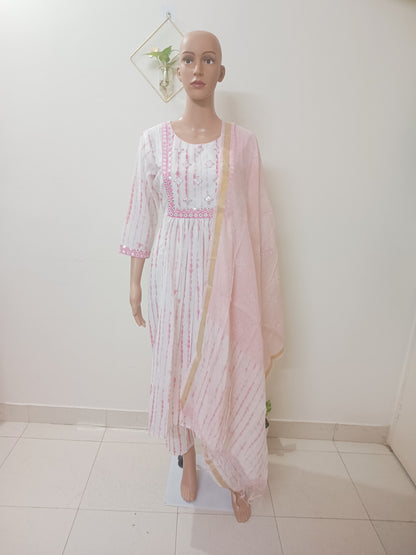 Shibori Anarkali Suit Palazzo With Dupatta