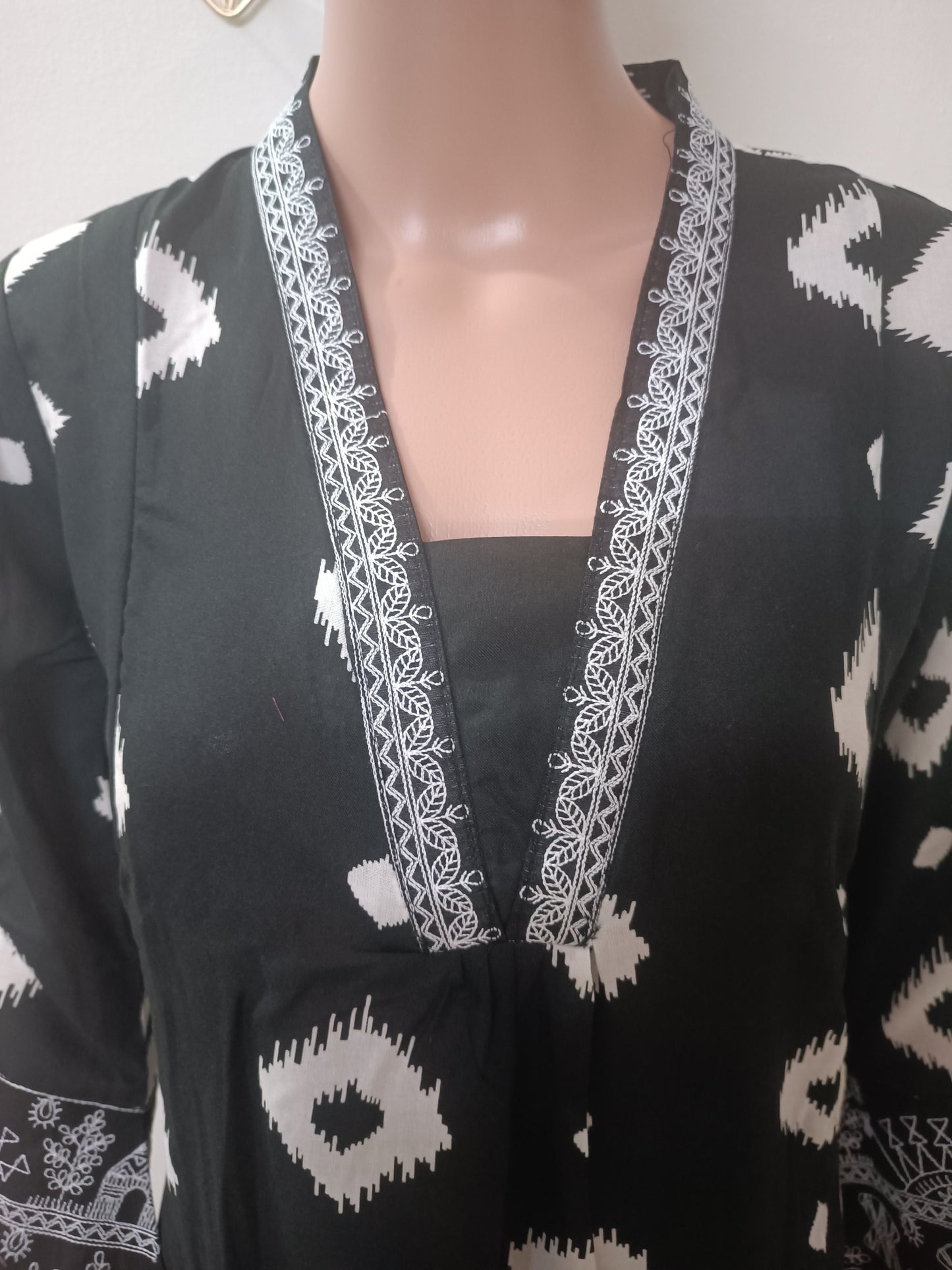 V-Neck A-Line Kurta With Palazzos and Dupatta