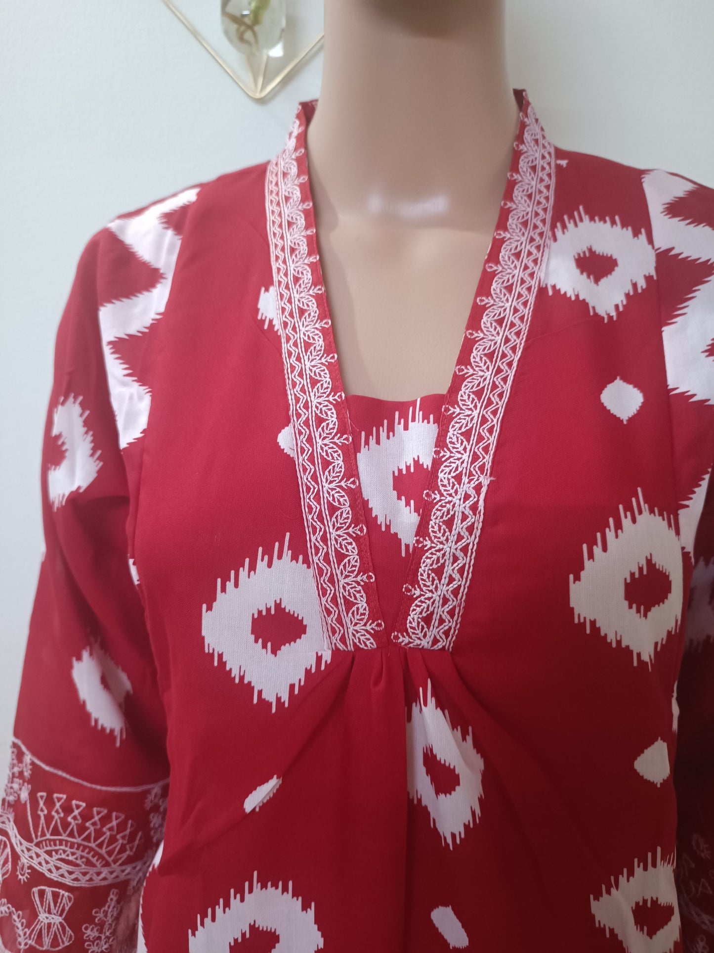 V-Neck A-Line Kurta With Palazzos and Dupatta