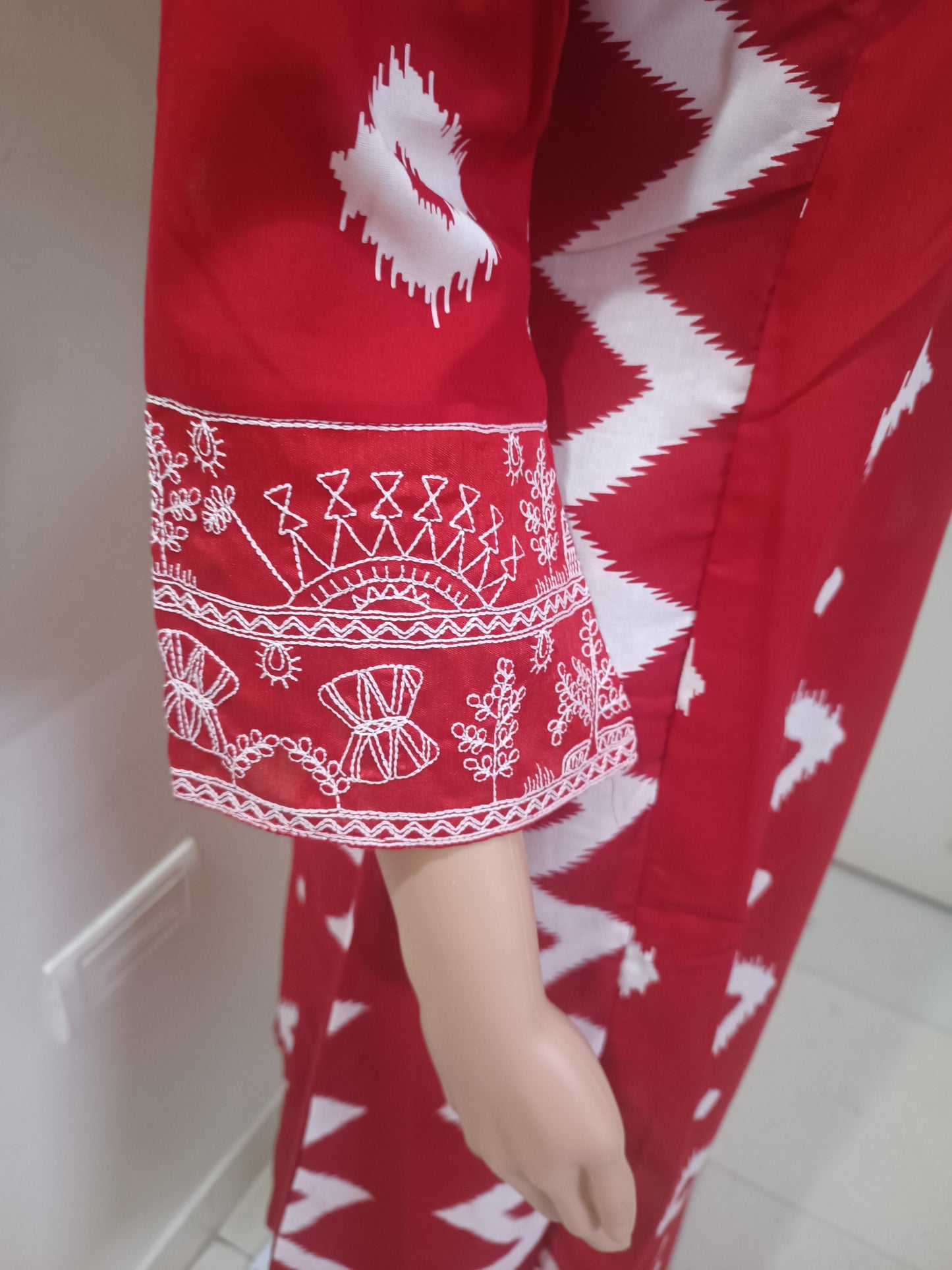 V-Neck A-Line Kurta With Palazzos and Dupatta