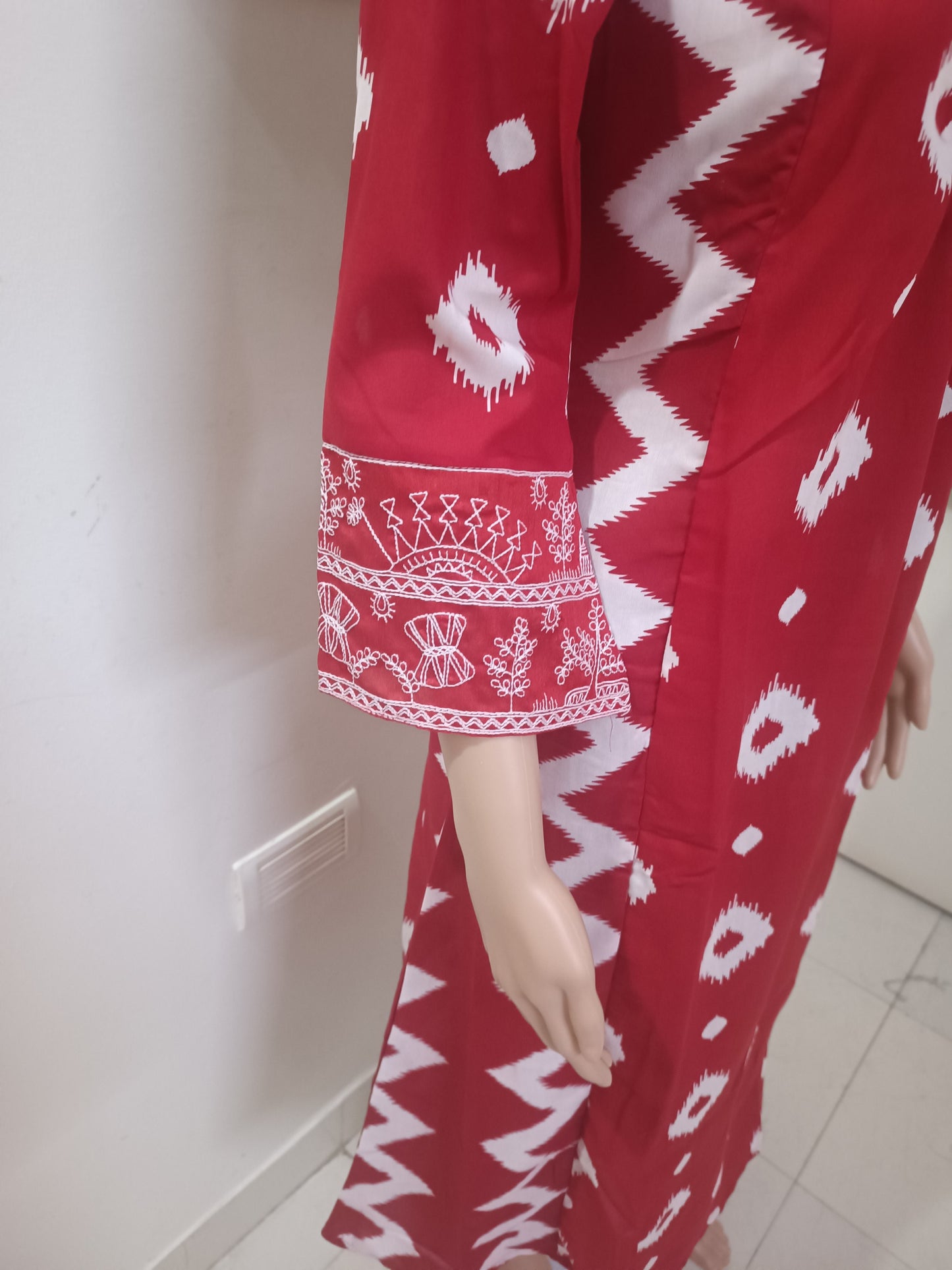 V-Neck A-Line Kurta With Palazzos and Dupatta