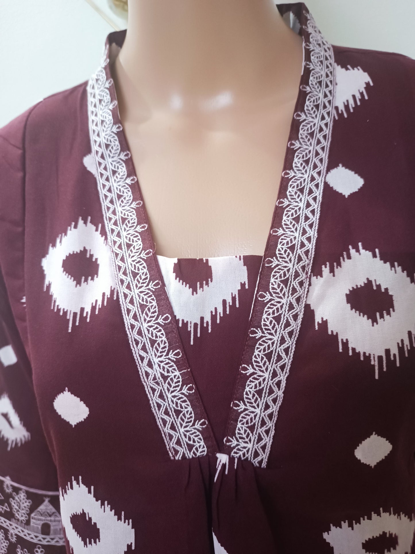 V-Neck A-Line Kurta With Palazzos and Dupatta