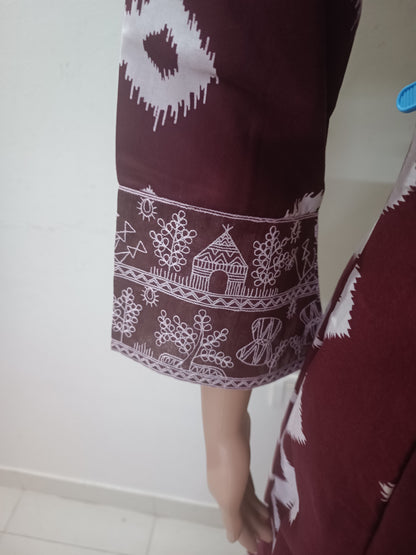 V-Neck A-Line Kurta With Palazzos and Dupatta