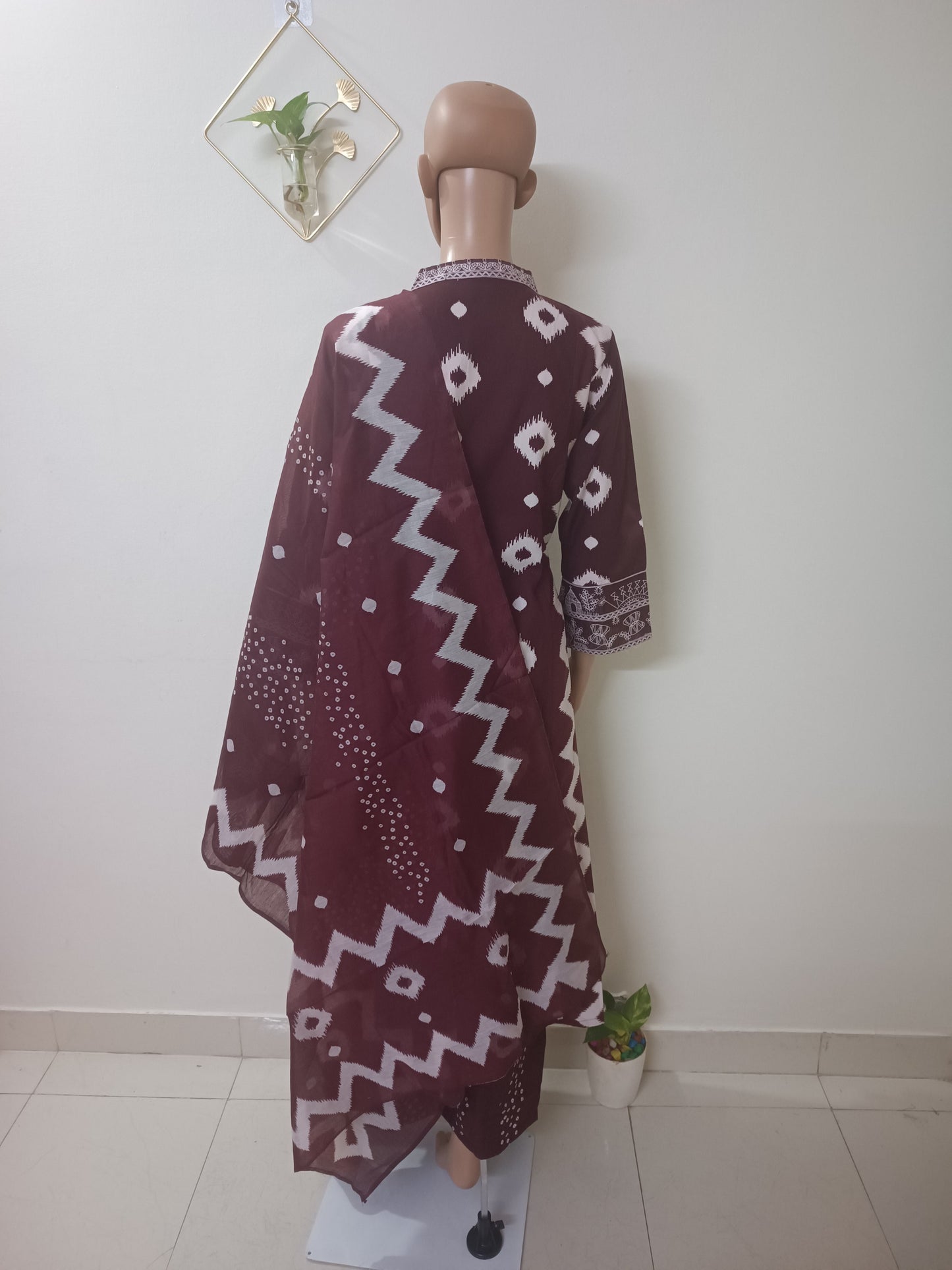 V-Neck A-Line Kurta With Palazzos and Dupatta