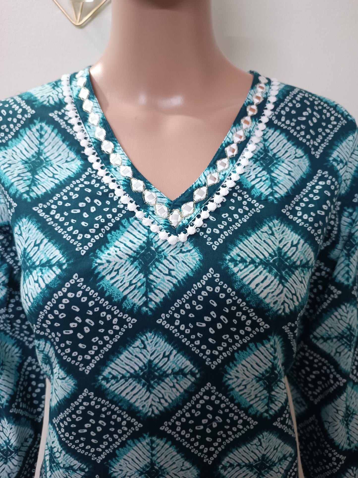 Cotton Bandhani Straight Kurta