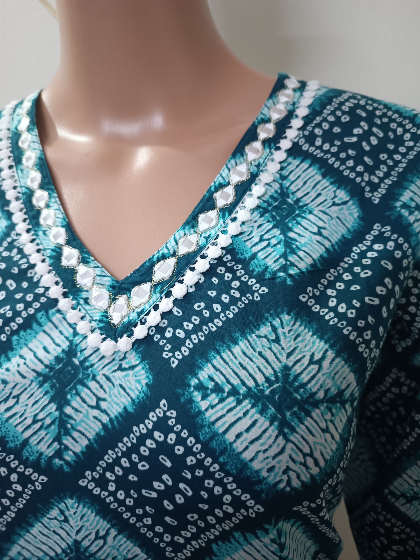 Cotton Bandhani Straight Kurta