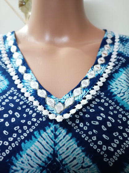 Cotton Bandhani Straight Kurta