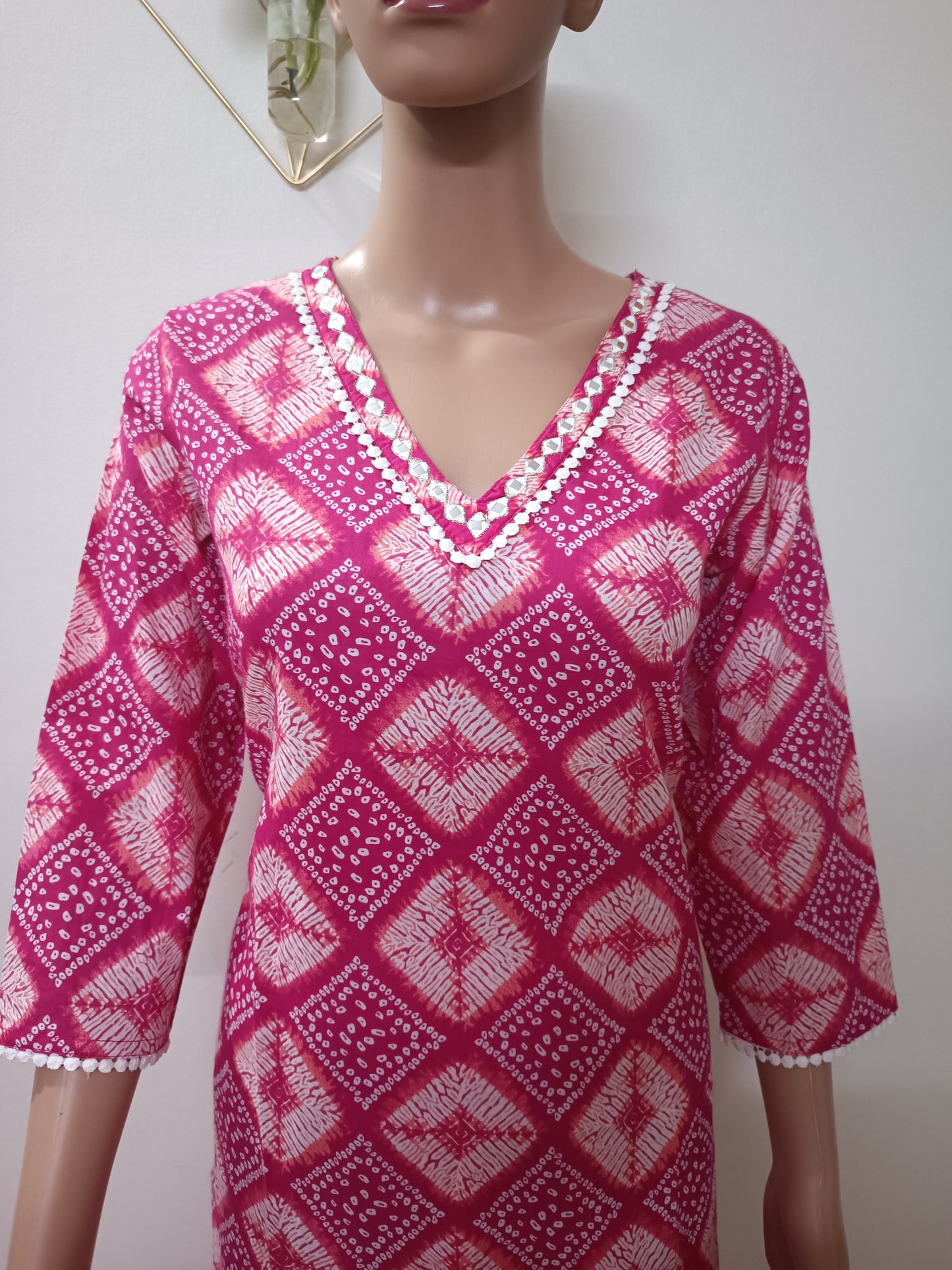 Cotton Bandhani Straight Kurta